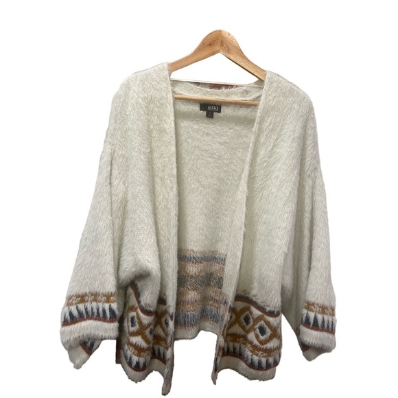 a.n.a Fuzzy Boho South Western Open Cardigan M Cream - Picture 3 of 11